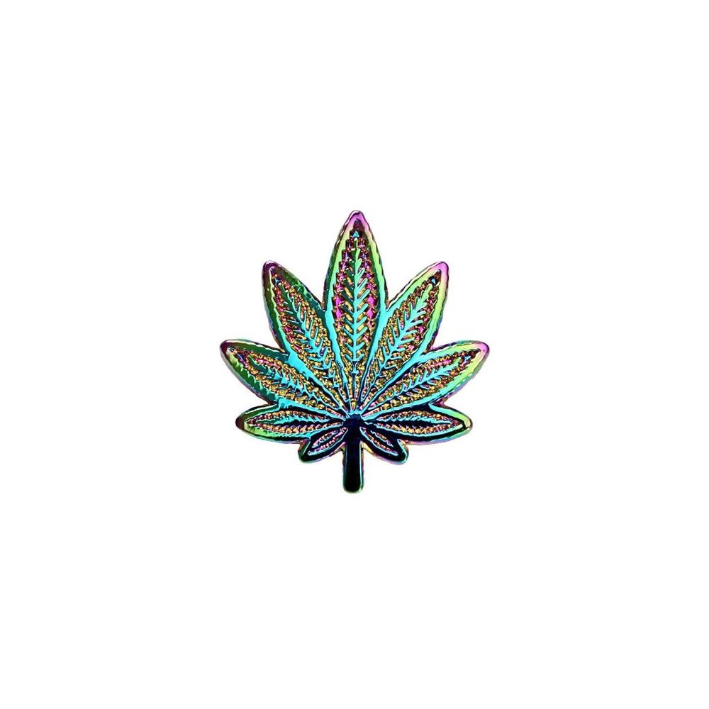 Enamel Pin Custom Lapel The Pot Leaf Pin in Rainbow - Weed Pins